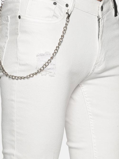 Kultprit White with black printed patch jeans