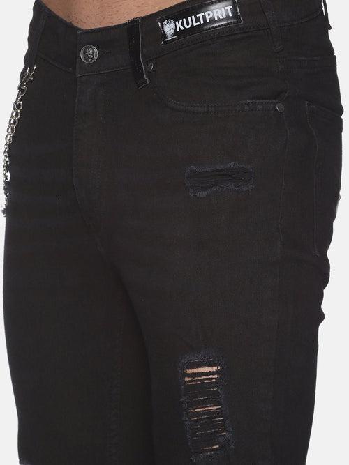 Kultprit Black with White printed patch jeans