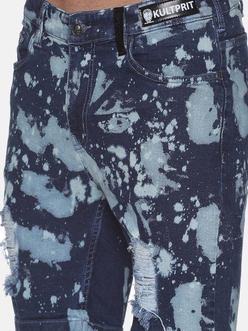 Kultprit Allover tie-dye wash Blue shorts