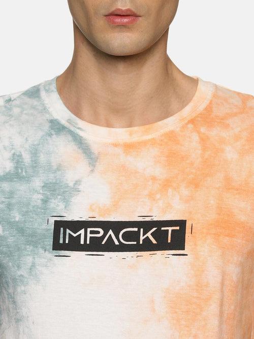 Impackt Men's Regular Tie & Dye Printed Short Sleeve T-Shirt