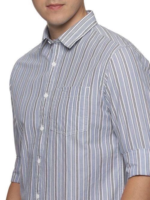 Impackt Men's Regular Fit Striped Cut Away Collar Casual Shirt