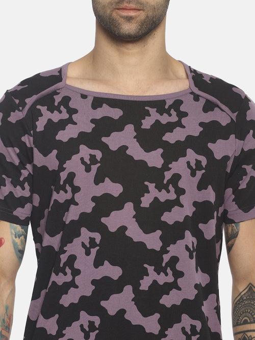 All Over Printed, Short Sleeve, Square Neck T shirt