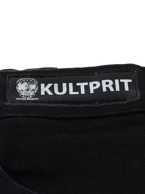 Kultprit Allover tie-dye wash Black shorts