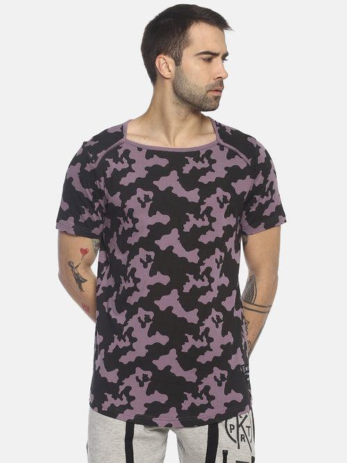 All Over Printed, Short Sleeve, Square Neck T shirt