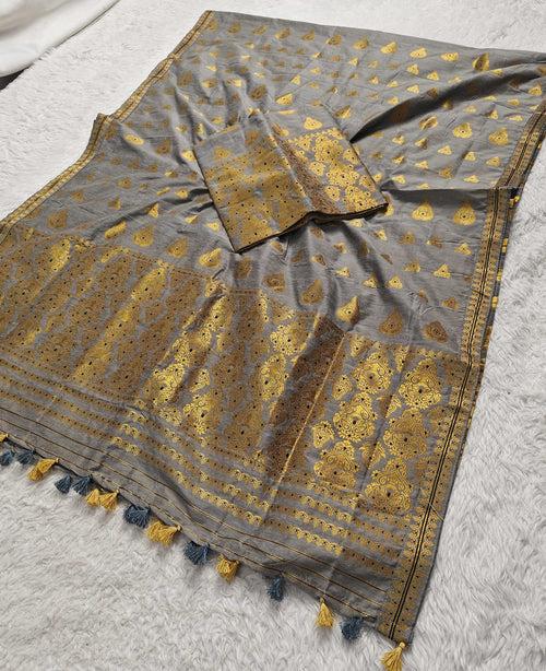 Ready-To-Wear Gold Jari Super Cotton* Mekhela Sador