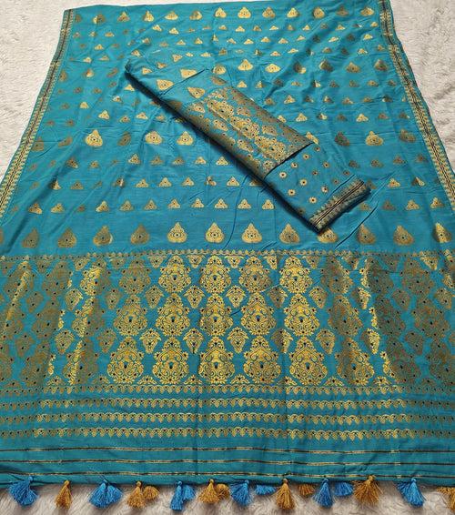 Ready-To-Wear Gold Jari Super Cotton* Mekhela Sador