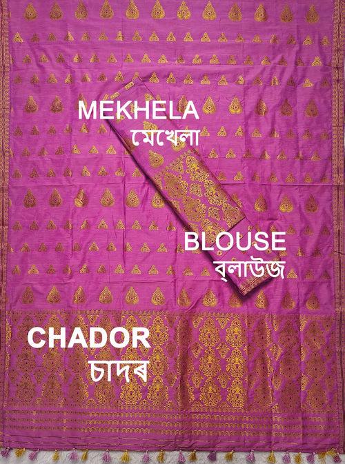 Ready-To-Wear Gold Jari Super Cotton* Mekhela Sador