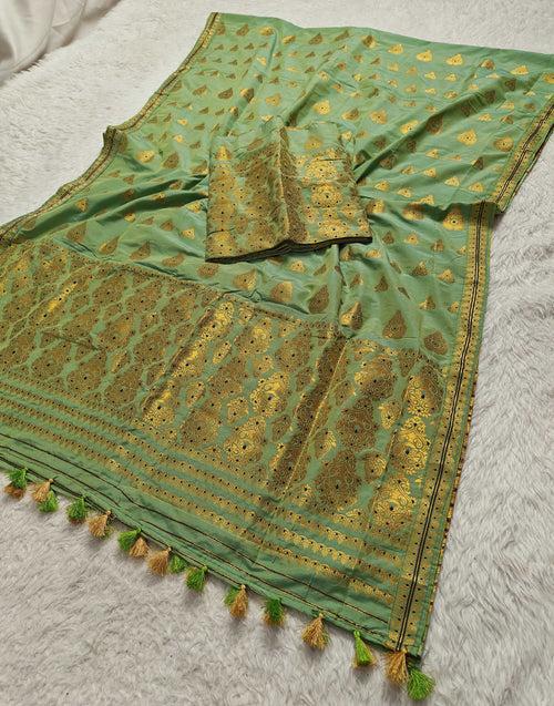 Ready-To-Wear Gold Jari Super Cotton* Mekhela Sador