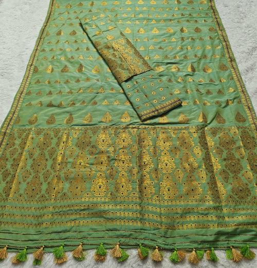 Ready-To-Wear Gold Jari Super Cotton* Mekhela Sador