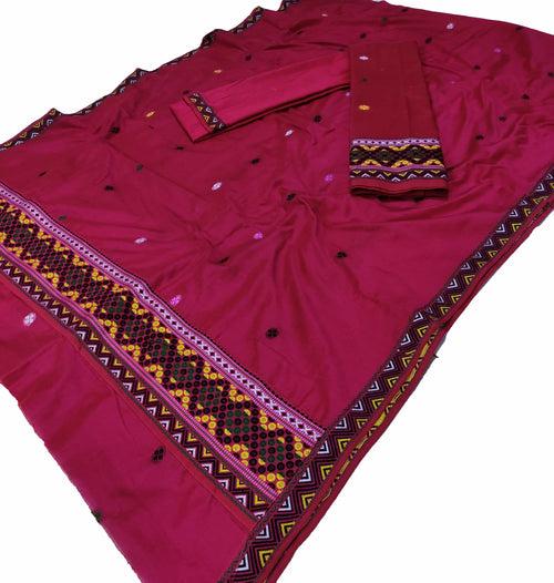 Multi-Colour Dhaga Work Slub Cotton* Mekhela Sador