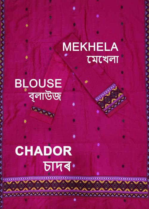 Multi-Colour Dhaga Work Slub Cotton* Mekhela Sador