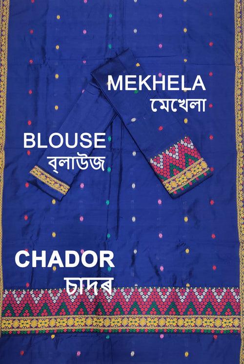 Multi-Colour Dhaga Work Slub Cotton* Mekhela Sador