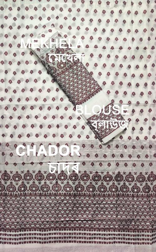 Weaving Dhaga Work AC Cotton* Mekhela Sador - Small Keri Aachal