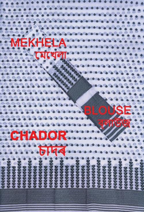 Weaving Dhaga Work AC Cotton* Mekhela Sador - Lata Aachal & Small Buti