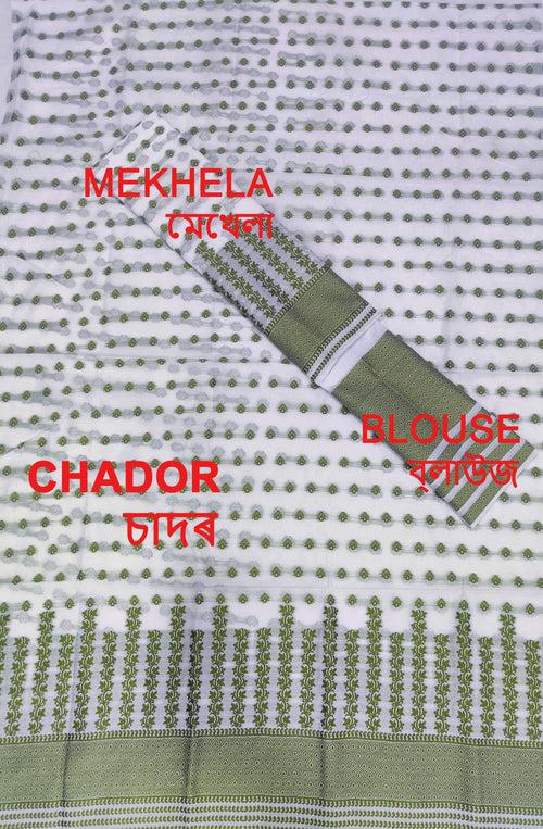 Weaving Dhaga Work AC Cotton* Mekhela Sador - Lata Aachal & Small Buti