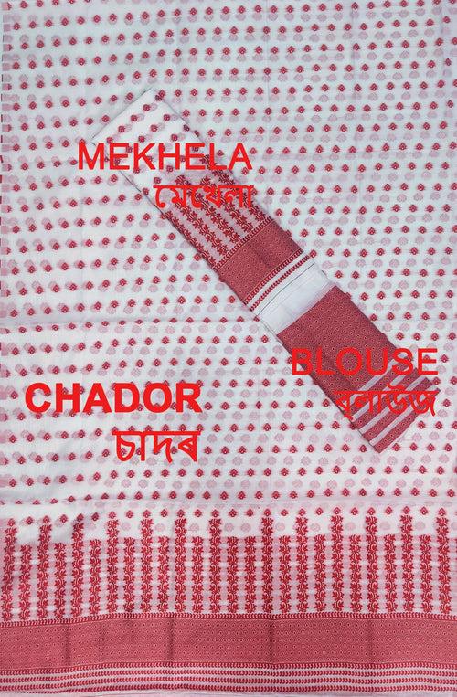 Weaving Dhaga Work AC Cotton* Mekhela Sador - Lata Aachal & Small Buti