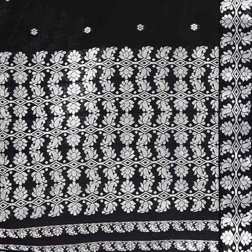 Silver Jari AC Cotton* Mekhela Chador