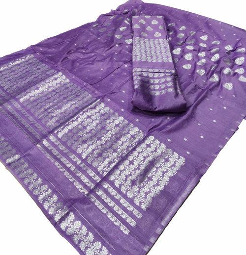 Silver Jari AC Cotton* Mekhela Chador