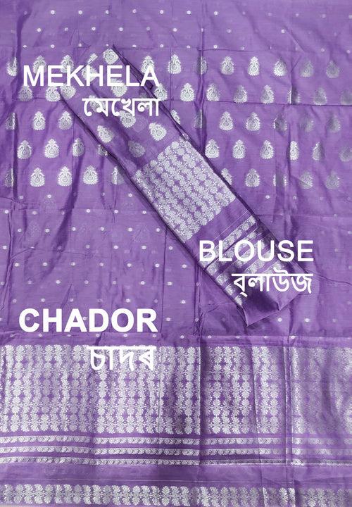 Silver Jari AC Cotton* Mekhela Chador