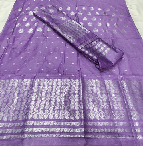 Silver Jari AC Cotton* Mekhela Chador