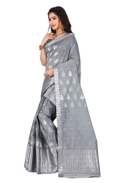 Silver Jari AC Cotton* Mekhela Chador