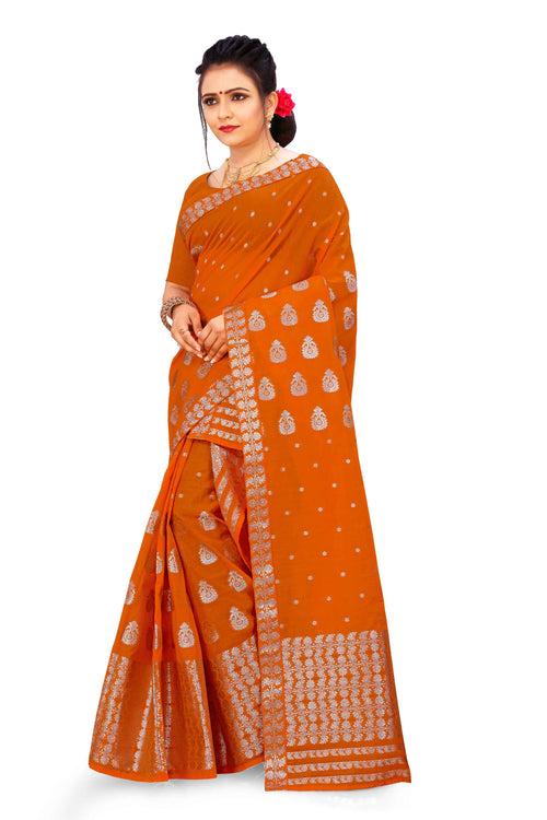 Silver Jari AC Cotton* Mekhela Chador