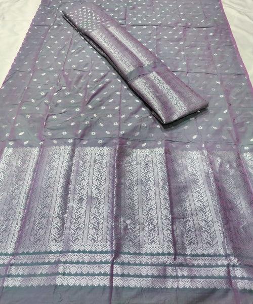 Silver Jari Super Cotton* Mekhela Sador