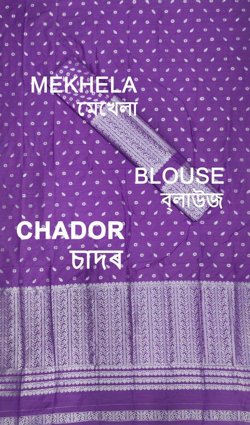 Silver Jari Super Cotton* Mekhela Sador