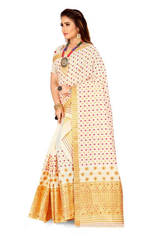 Gold Jari AC Cotton* Mekhela Chador