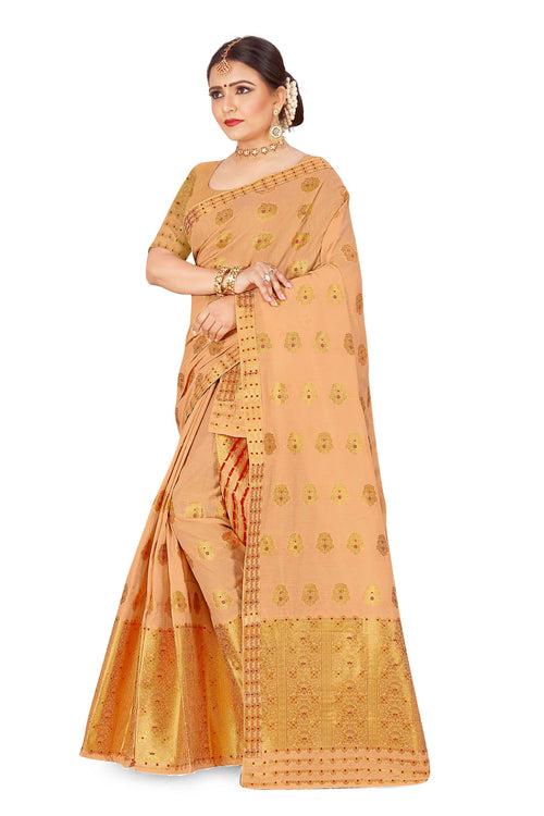 Gold Jari AC Cotton* Mekhela Chador