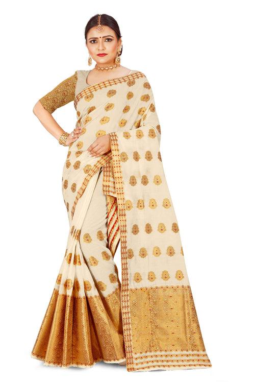 Gold Jari AC Cotton* Mekhela Chador