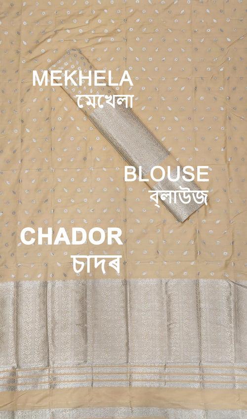 Silver Jari Super Cotton* Mekhela Sador