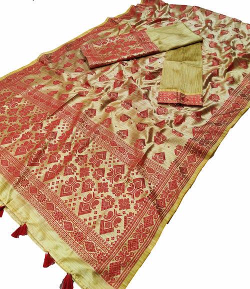 Mekhla Patti Khadi Poly Mekhela Sador - Miri Keri