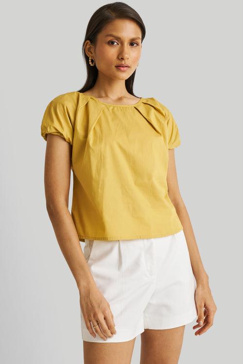 Balloon Sleeve Top in Mustard