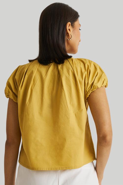 Balloon Sleeve Top in Mustard