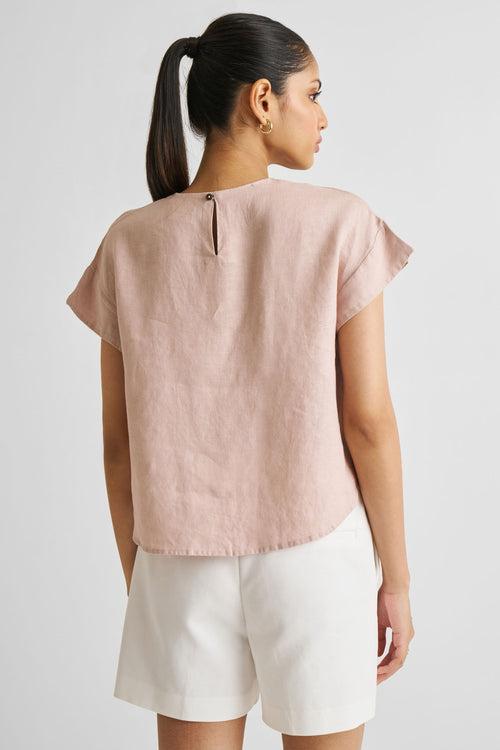 Cap Sleeved Everyday Top in Dusty Pink