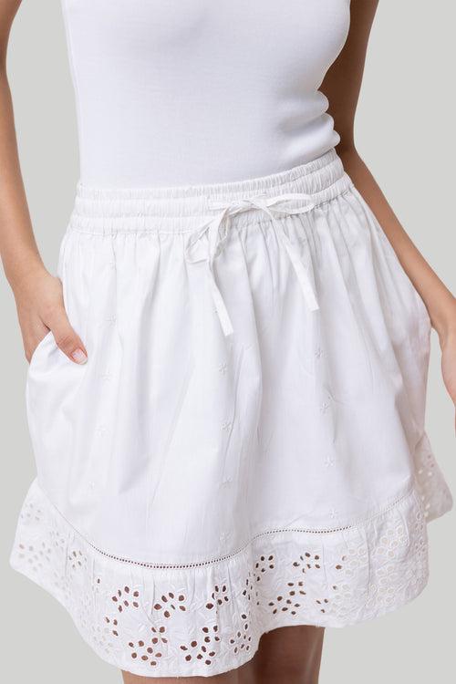 Drawstring Short Skirt in White