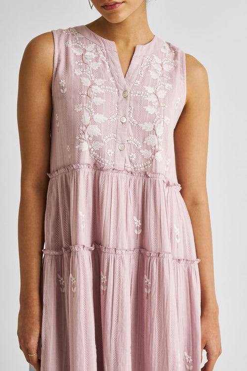 Embroidered Resort Maxi Dress in Pink