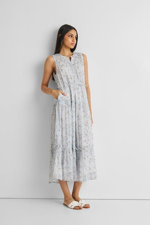 Perfect Resort Maxi Dress in Blue Florals