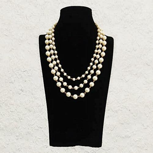 Three Stranded Glorious Golden Shell Pearls Necklace