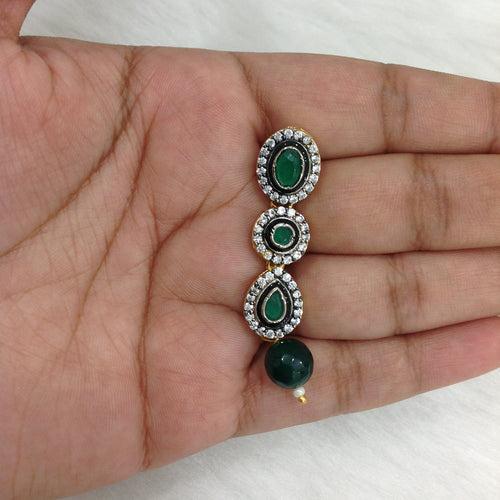 Elegant Emerald Green Gemstones With Crystal Necklace Set