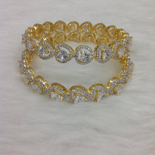 Royal Heart of Golden And Crystal Bangles