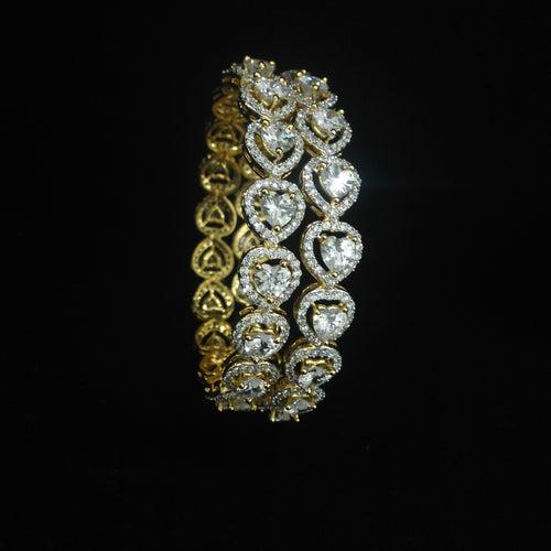 Royal Heart of Golden And Crystal Bangles