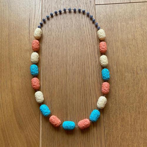 Delicate Turquoise Mermaid Peach Coral Necklace