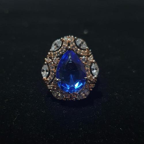 Sapphire Blue Zircon Rose Gold Ring