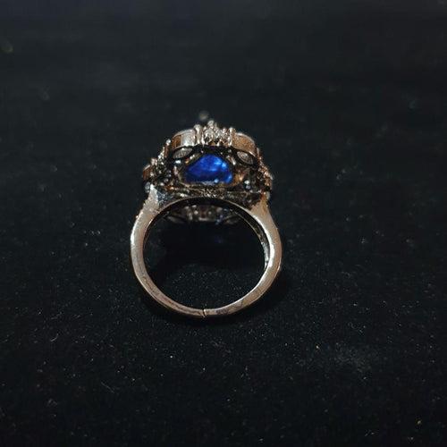 Sapphire Blue Zircon Rose Gold Ring