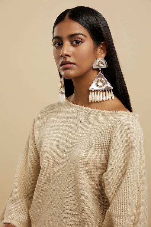 Polki Tribal Chandelier Earrings