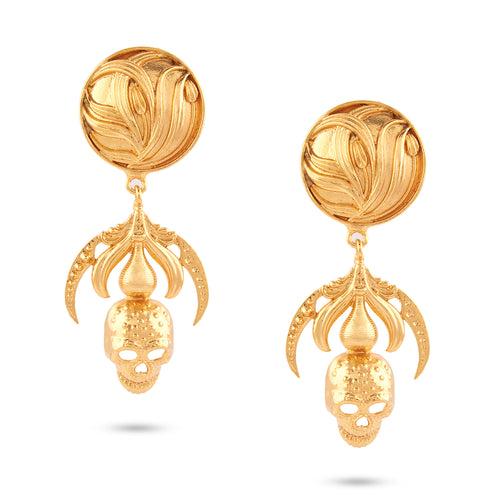 Skull Drop Earrings(Gold)