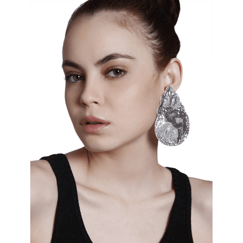 Beaten Drop Earrings (Silver)