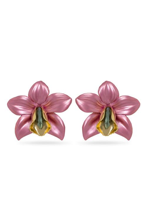 Pink Metallic Orchid Earrings